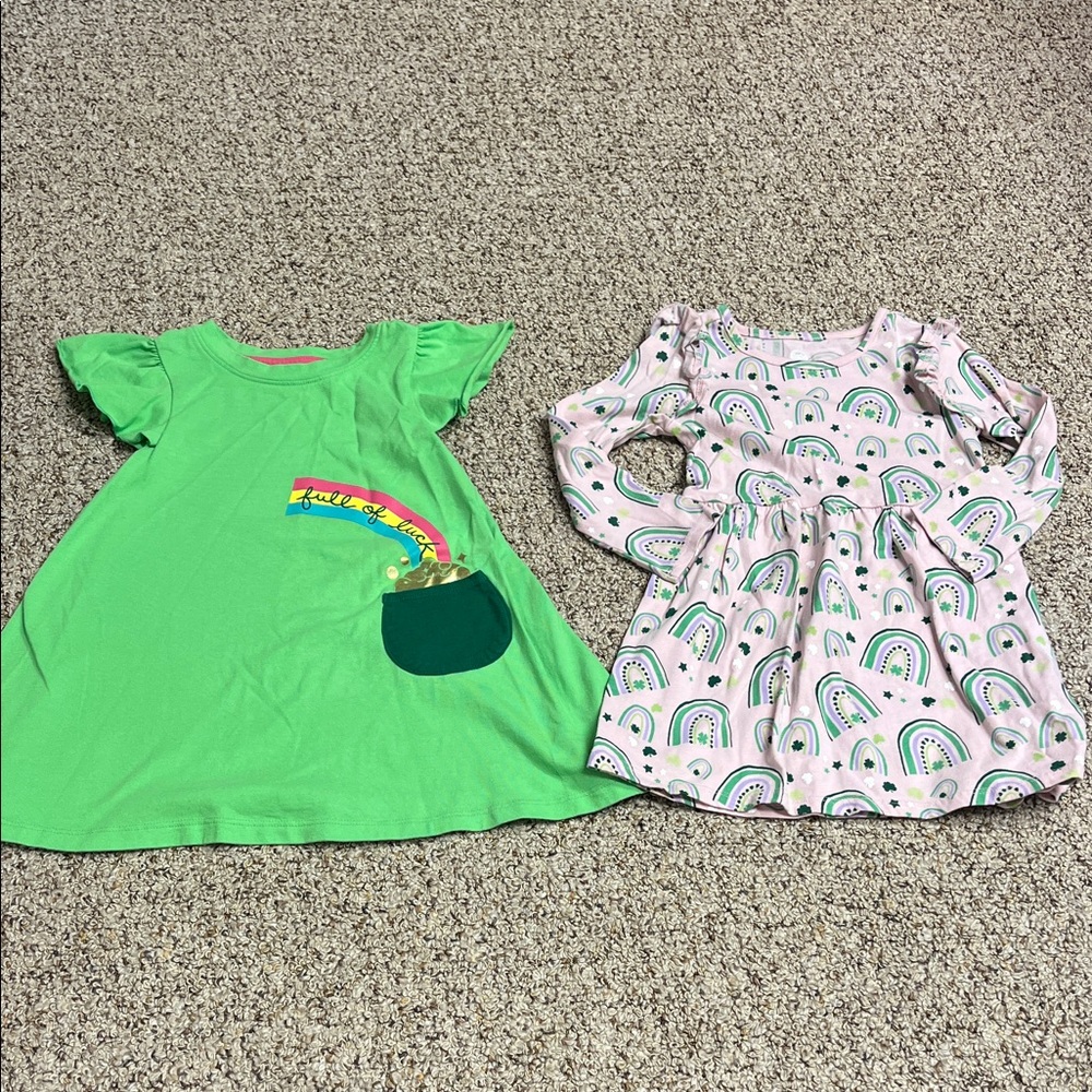 ⭐️3/$20 Cat & Jack Green and Pink Rainbow Dress Duo